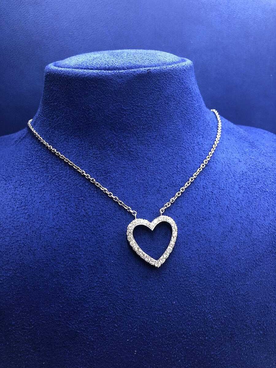 Gargantilla Forma Corazon Con Brillantes 1,68Cts Montada En Oro Blanco De Ley 18Kts | Joyería Finarte Hot