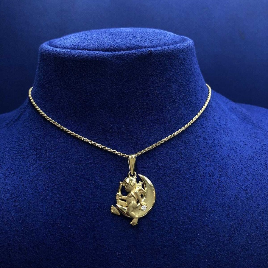 Cadena Con Colgante De Cupido Montado En Oro Amarillo De Ley 18Kts | Joyería Finarte Online