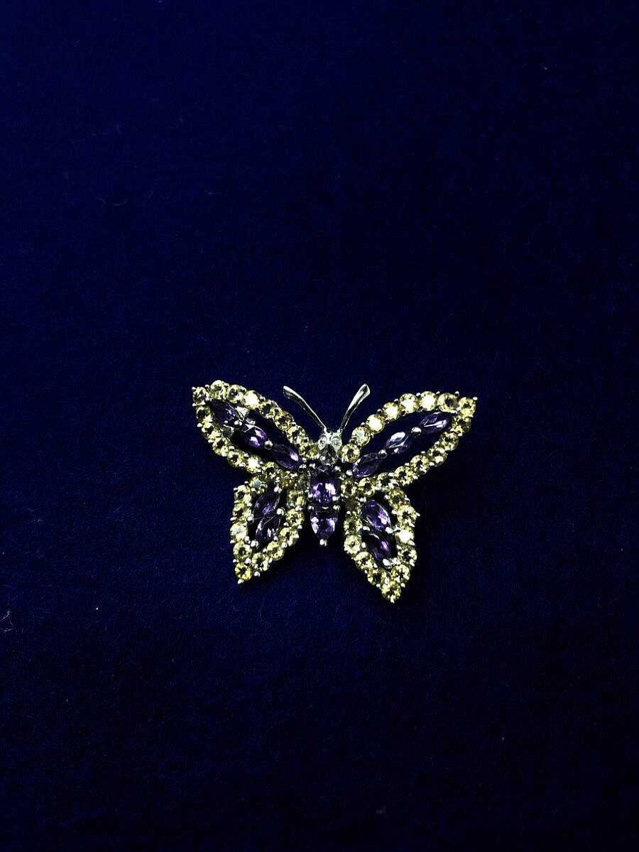 Broche Forma Mariposa Con Topacios Y Amatistas Montado En Oro Amarillo De Ley 18Kts | Joyería Finarte Hot