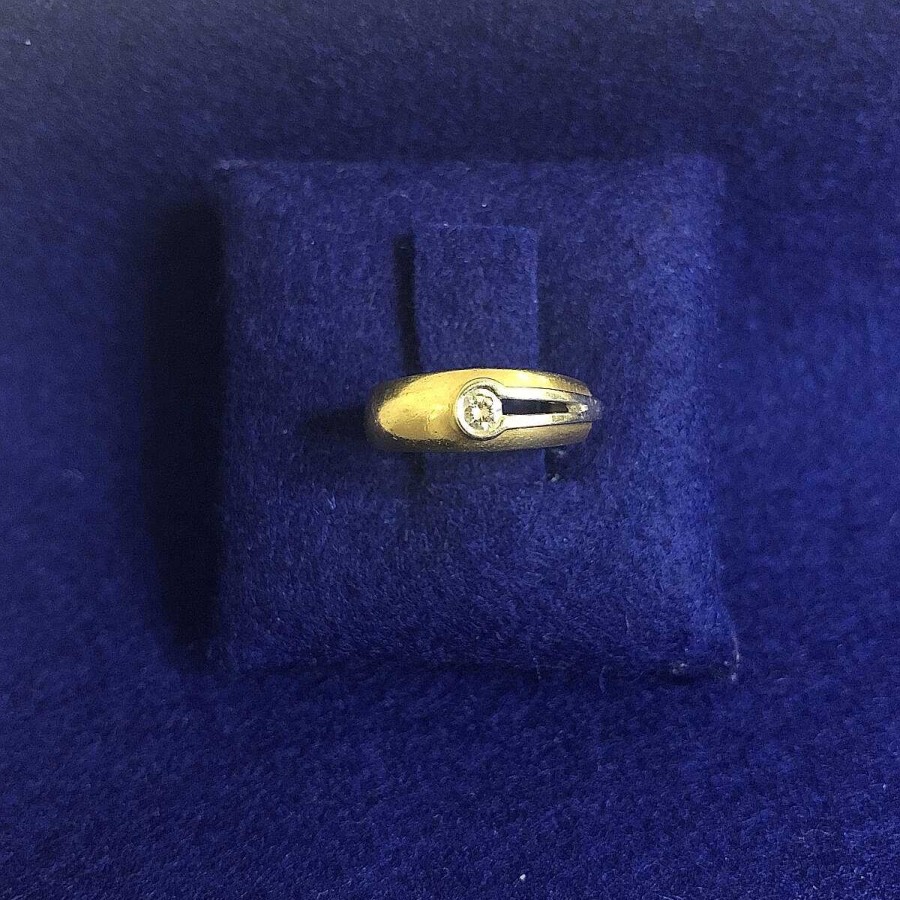 Sortija Chat N Con Brillante Montada En Oro Blanco Y Oro Amarillo De 18Kts. | Joyería Finarte Wholesale