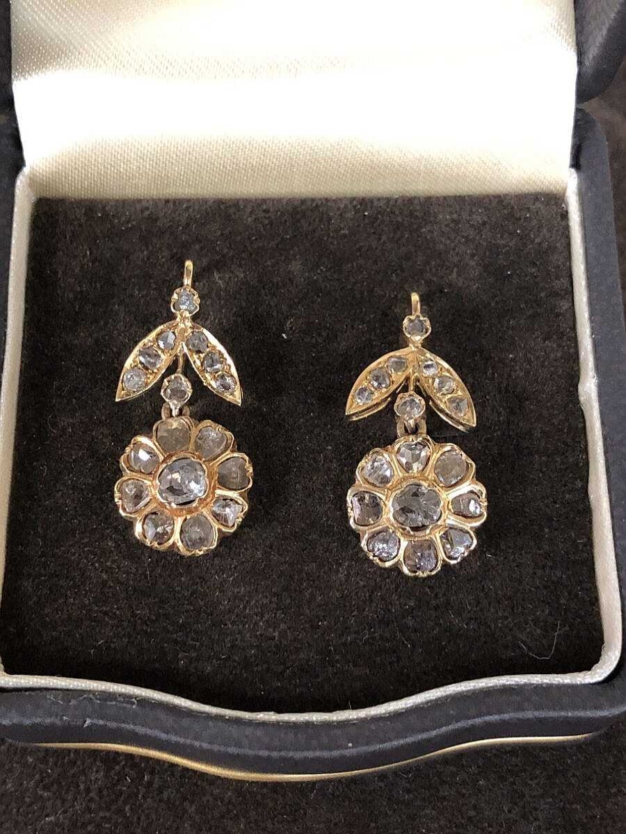 Pendientes Poca Art-Dec Con Diamantes Montados En Oro Amarillo De Ley 18Kts | Joyería Finarte Best