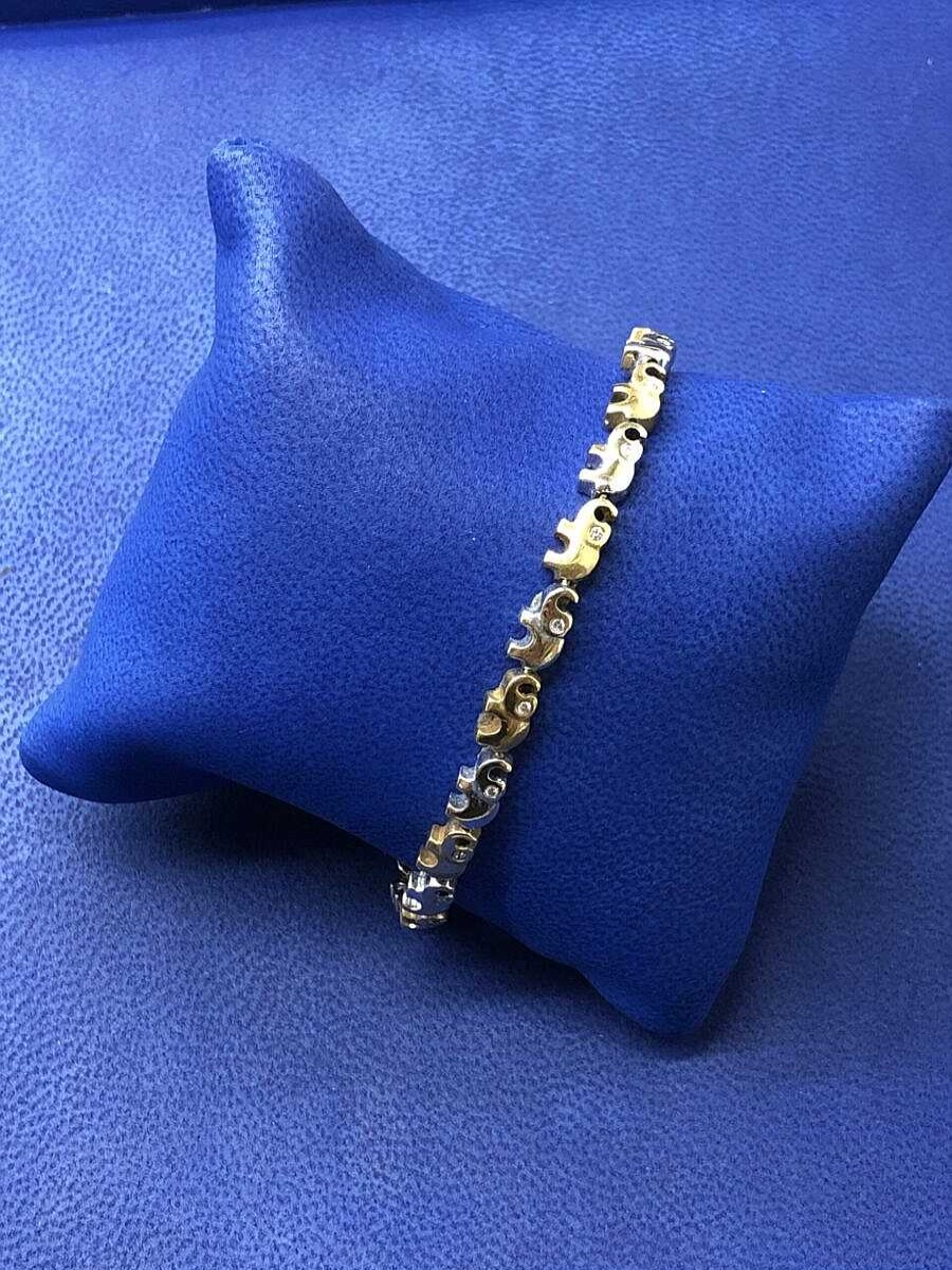 Pulsera Con Elefantes Y Brillantes. Montada En Oro Bicolor De 18 Ktes. | Joyería Finarte Clearance