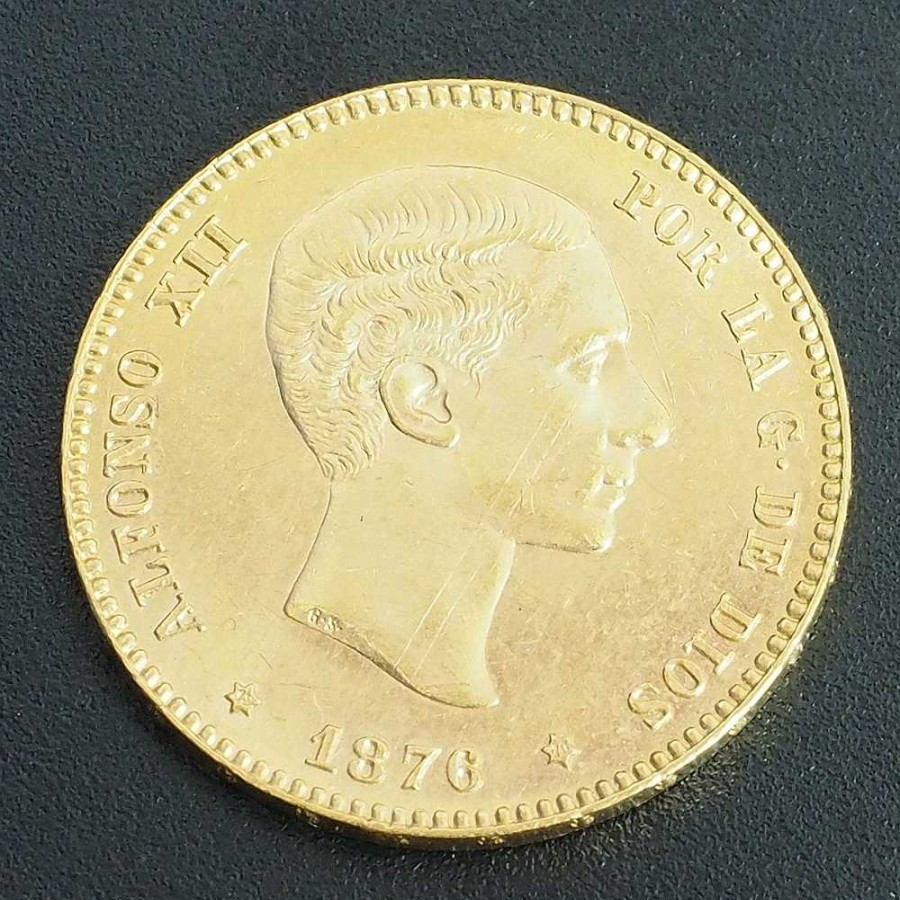 Moneda De 25 Pesetas De Alfonso Xii. A O 1876. Oro. | Joyería Finarte Hot