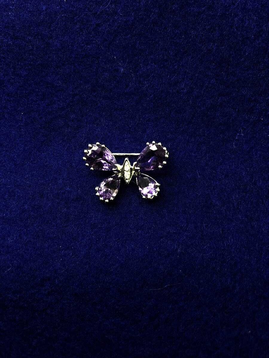 Broche Mariposa Con Piedra Amatista Y Brillantes Montado En Oro Blanco De Ley 18Kts | Joyería Finarte Hot