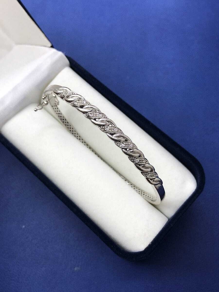 Pulsera R Gida Con Brillantes 0,10 Cts Montada En Oro Blanco De Ley 18Kts | Joyería Finarte Clearance