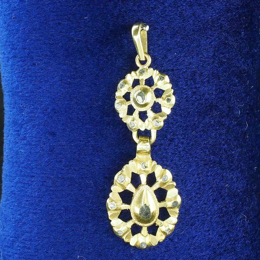 Colgante Isabelino Con Diamantes De Talla Antigua. Montado En Oro De 18 Ktes. | Joyería Finarte New