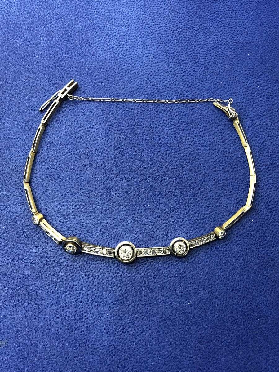 Pulsera Art-Dec Con Diamantes Montado En Oro Bicolor De Ley 18Kts | Joyería Finarte Online