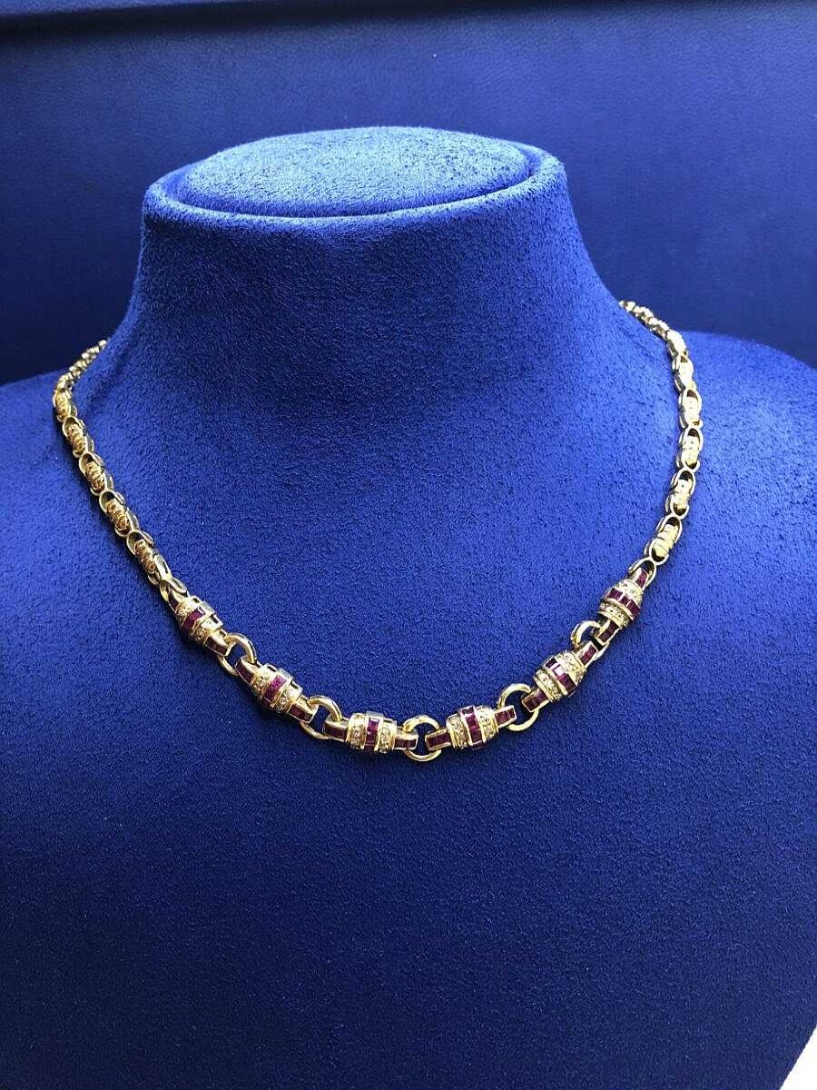 Gargantilla Con Brillantes Y Rub Es Montada En Oro Amarillo De 18 Ktes. | Joyería Finarte Wholesale