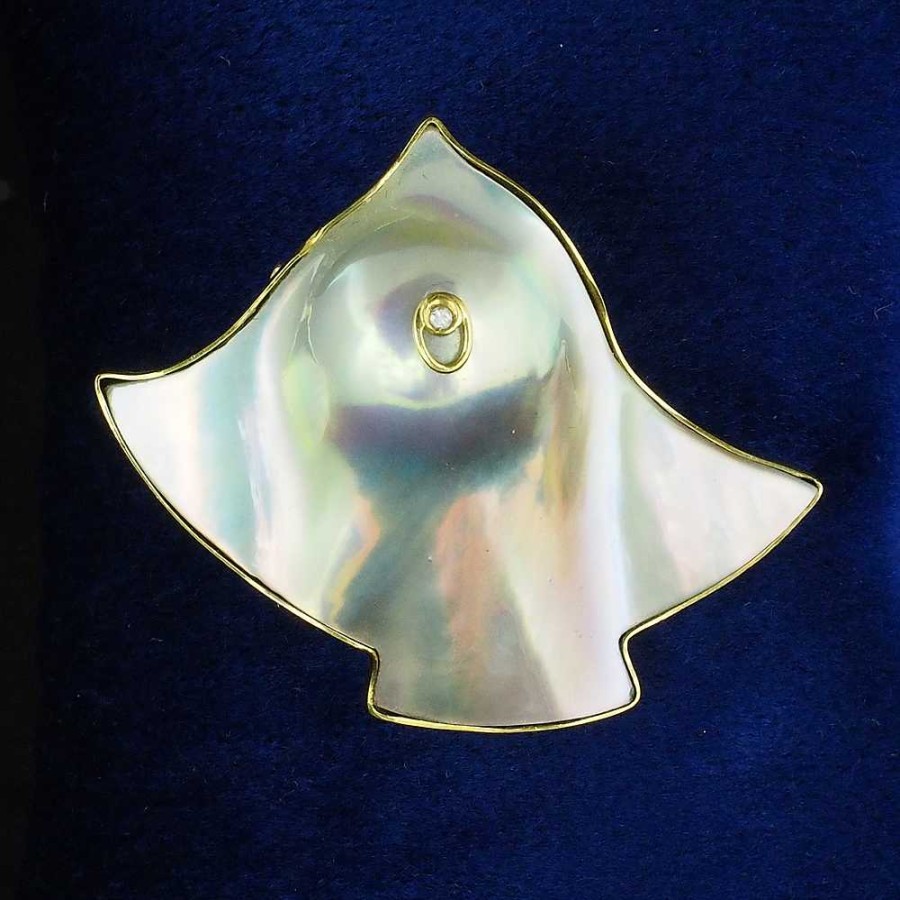 Broche Madre Perla Con Figura De Fantasma Con Brillante | Joyería Finarte Best