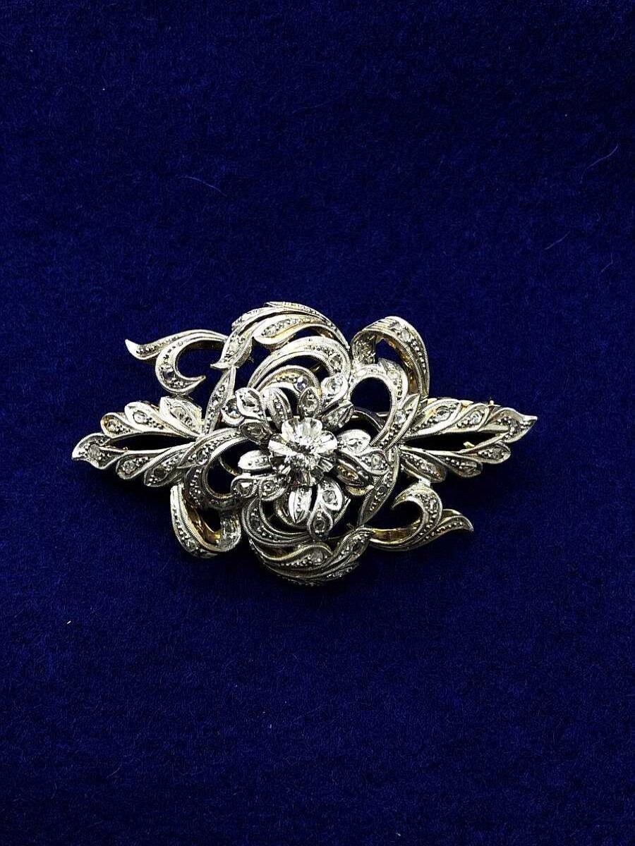 Broche Con Brillantes 1,30 Cts Montado En Oro Blanco De Ley 18Kts | Joyería Finarte Best